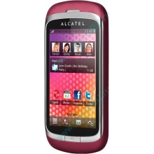 Красно-розовый телефон Alcatel One Touch 818 (Курск)